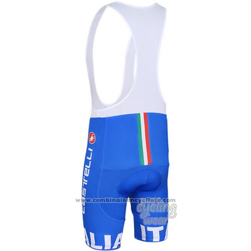 2016 Maillot Cyclisme Italie Blanc et Bleu Manches Courtes et Cuissard